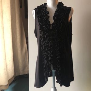 XL Black ruffled vest.